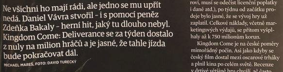 《天国:拯救》开发成本曝光 口碑销量双丰收!