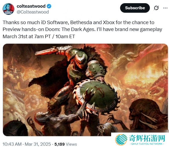 曝《毁灭战士：黑暗时代》将在今晚10点公布新实机！