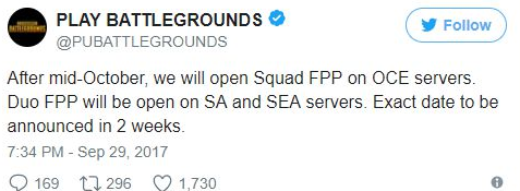 《绝地求生大逃杀》将开启小队第一人称模式